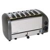 Cadco CTW-6M Stainless Steel Buffet Toaster, 17" Wide, 6 Slot, Metallic Grey Aluminum End Panels, Commercial Pop-Up Toaster for Restaurant, Hotel, Food Truck, 220V, 2480W, NSF Certified view 1