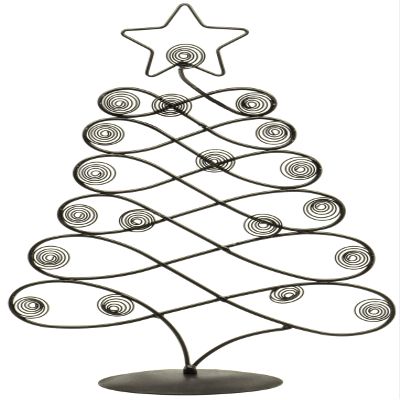 Red Co. 17.5" H Decorative Tabletop Display Christmas Tree Card & Photo Holder Rack in Black Finish