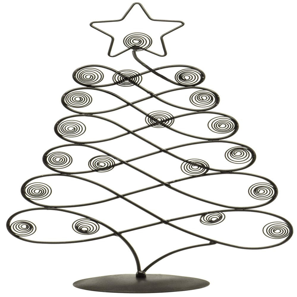 Red Co. 17.5" H Decorative Tabletop Display Christmas Tree Card & Photo Holder Rack in Black Finish