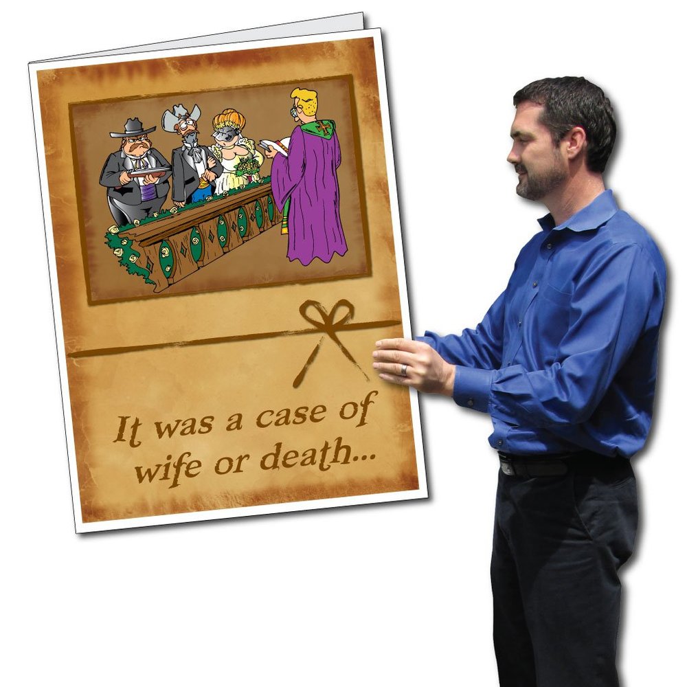 VictoryStore Jumbo Greeting Cards: Giant Anniversary Card (Shotgun Wedding Scene) 2 feet x 3 feet Card with Envelope