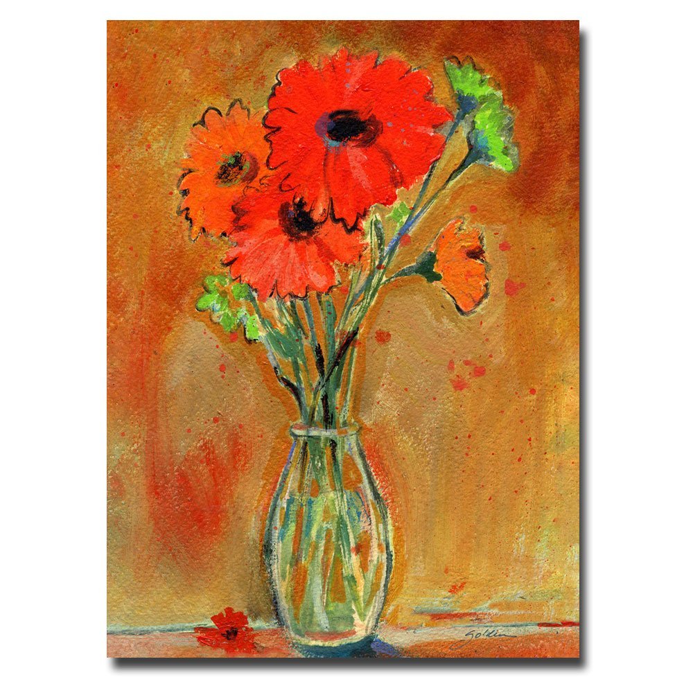 Daisy Vase by Shelia Gold Ornate Frameen, 18 by 24-Inch Canvas Wall Art