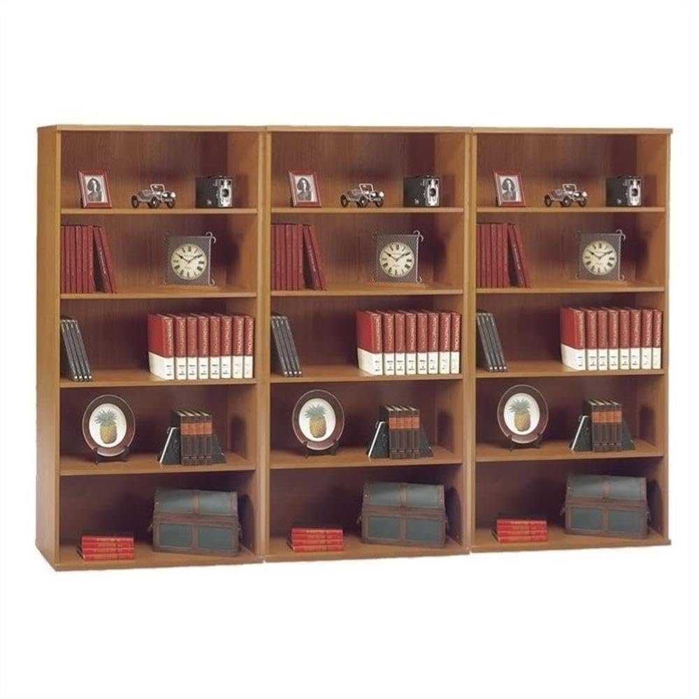 BBF Bush Business Furniture Series C 5 Shelf Wall Bookcase in Natural Cherry