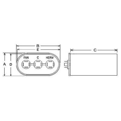 Rheem/Protech 43-25135-21 - Capacitor - 40/5/440 Dual Oval - Rheem/Ruu