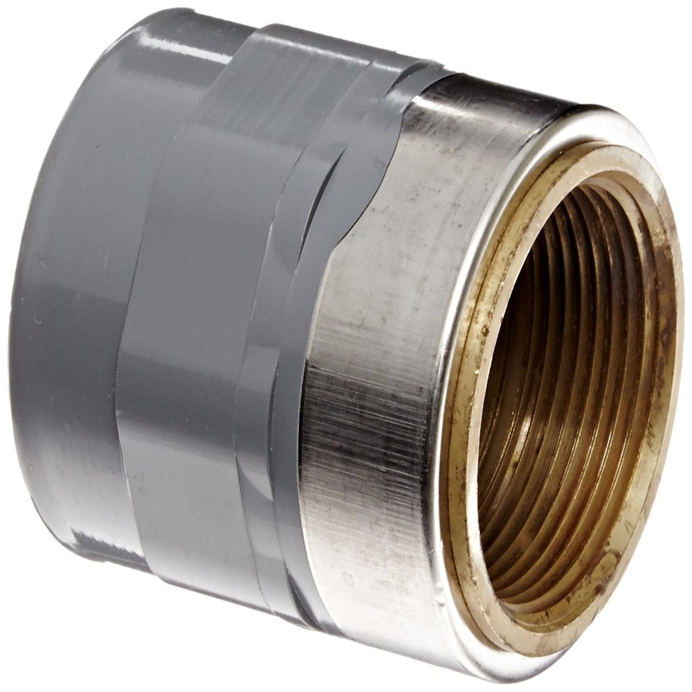 Spears 835-CBR Series CPVC Pipe Fitting, Adapter, Schedule 80, Gray, 1-1/2" Socket x Brass NPT Female