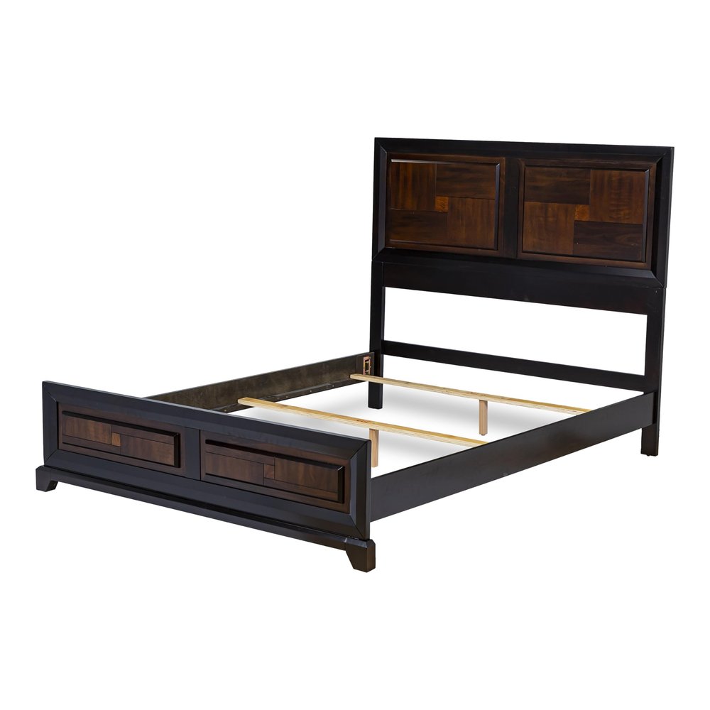 24/7 Shop at Home Petra Contemporary Wood Queen Bed, Box Spring Required, Acacia and Walnut