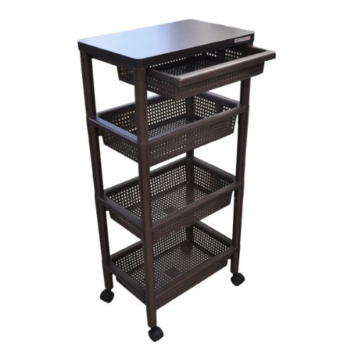 Wood Table Wagon WTW-4HS with Drawer Basket BR