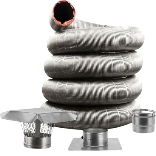 Fireside Chimney Supply FireFlex Smooth Wall Basic Chimney Liner Kit - 5in x 25ft