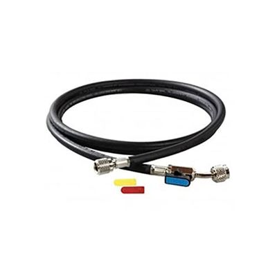CPS HP5BKEZ 5' Black Premium Charging Hose with Ball Valve | 1/4" SAE, 45 Bend | Durable, Nylon Barrier, Meets SAE J2196 | HVAC/R Use