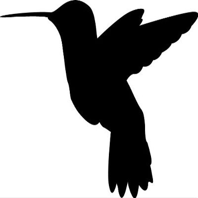 Express Yourself Hummingbird Silhouette Wall Decal (Black - Reverse Facing - 4XL) - Bird Collection