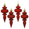 8ct Red Hot 4-Finish Regal Shatterproof Finial Christmas Ornaments 4" view 1