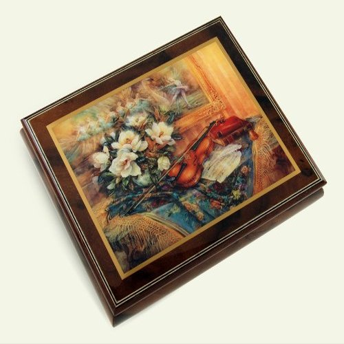 Exquisite Wood Tone Ercolano Musical Jewelry Box - Swan Melody by Lena Liu - Many Songs to Choose - Raindrops Keep Tailing