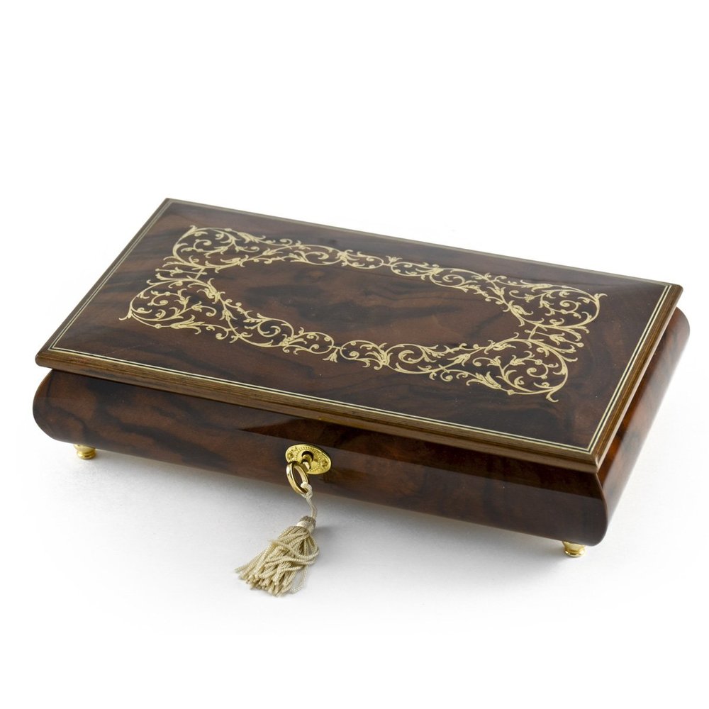 Extraordinary Handcrafted Arabesque Wood Inlay Musical Jewelry Box with Lock and Key - Many Songs to Choose - I Wanna Be Loved by You