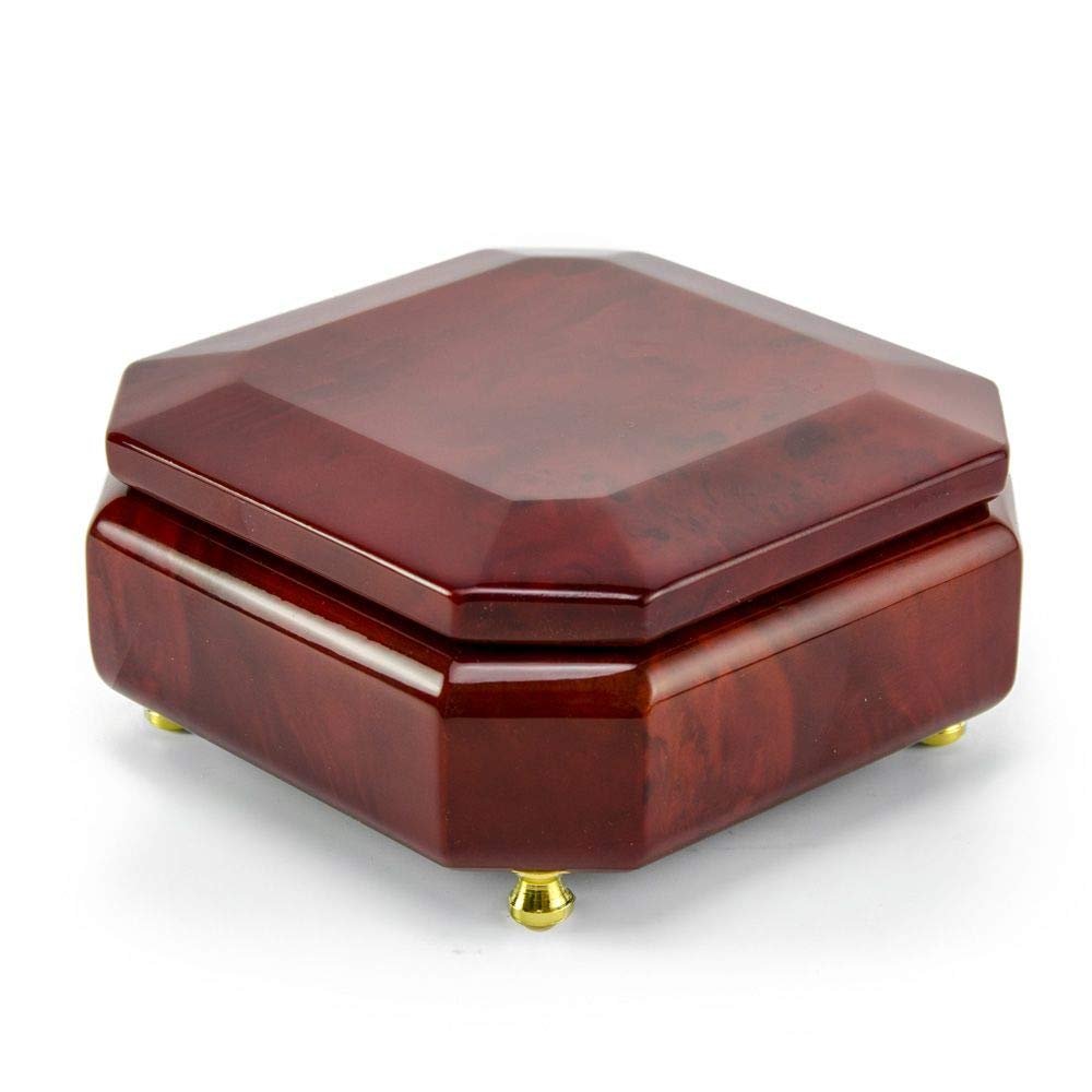 Astonishing Beveled Octagonal Wood Classic Style Music Jewelry Box - Many Songs to Choose - Could I Have This Dance