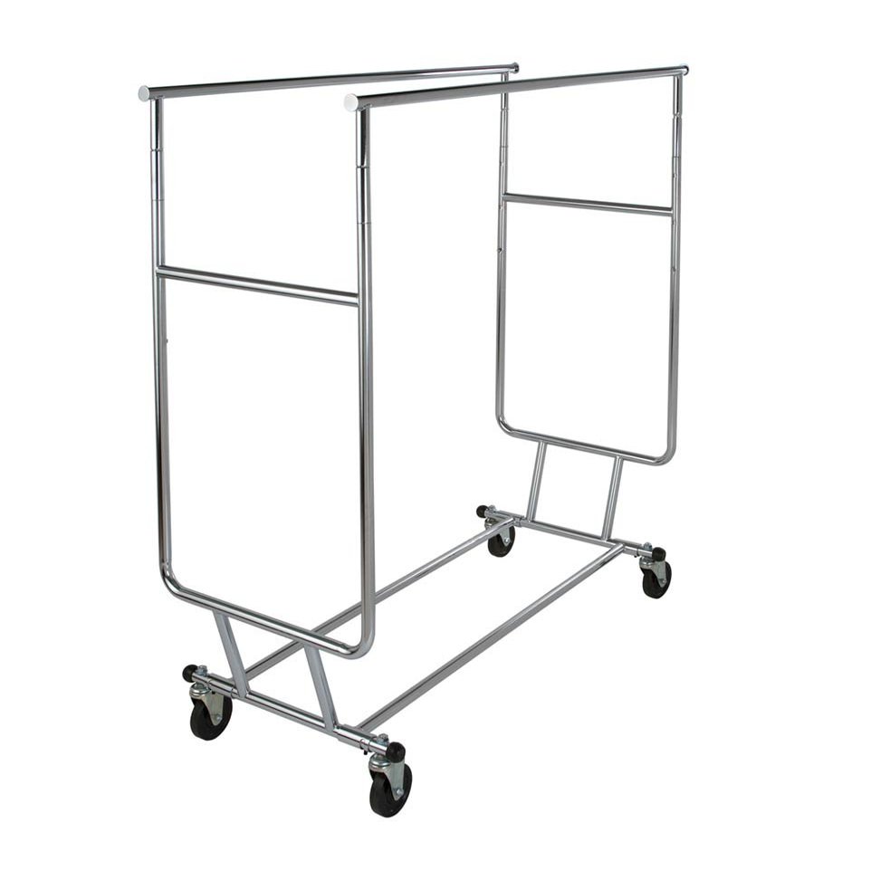 Adjustable Double Rolling Garment Rack - Chrome