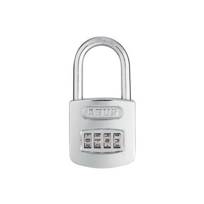 ABUS 160/50HB50 Weatherproof Resettable Chrome Combination Padlock, 4 Dial, with 2" Long Shackle