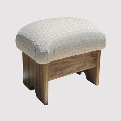 KR Ideas Padded Foot Stool 9" Luxury Fabrics (Made in The USA) (Winter Field - Maple Stain)
