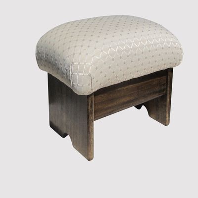 KR Ideas Padded Foot Stool 9" Luxury Fabrics (Made in The USA) (Winter Field - Walnut Stain)