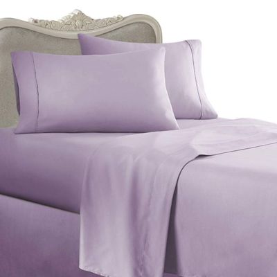 4 Piece Luxurious 1200 Thread Count Queen Size Goose Down Alternative Comforter Set 100% Egyptian Cotton, Lilac Solid Color, 1200 TC - 750FP - 50Oz.