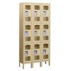 Salsbury Industries Assembled 3-Tier See-Through Metal Locker with Three Wide Storage Units, 6-Feet High by 15-Inch Deep, Tan view 1