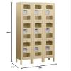Salsbury Industries Assembled 3-Tier See-Through Metal Locker with Three Wide Storage Units, 6-Feet High by 15-Inch Deep, Tan view 2