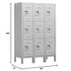 Salsbury Industries Assembled 3-Tier Standard Metal Locker with Three Wide Storage Units, 5-Feet High by 15-Inch Deep, Gray view 2