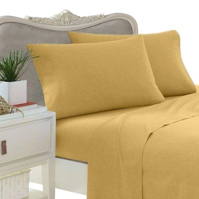 4 Piece Luxurious 1500 Thread Count Queen Size Siberian Goose Down Comforter Set 100% Egyptian Cotton, Gold Solid Color, 1500 TC - 750FP - 50Oz.