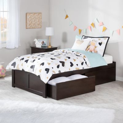 AFI Concord Twin Size Platform Bed with Footboard & Storage Drawers in Espresso