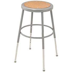Global Industrial Steel Shop Stool w/Round Hardwood Seat/18" - 27" ht. adj. Gray