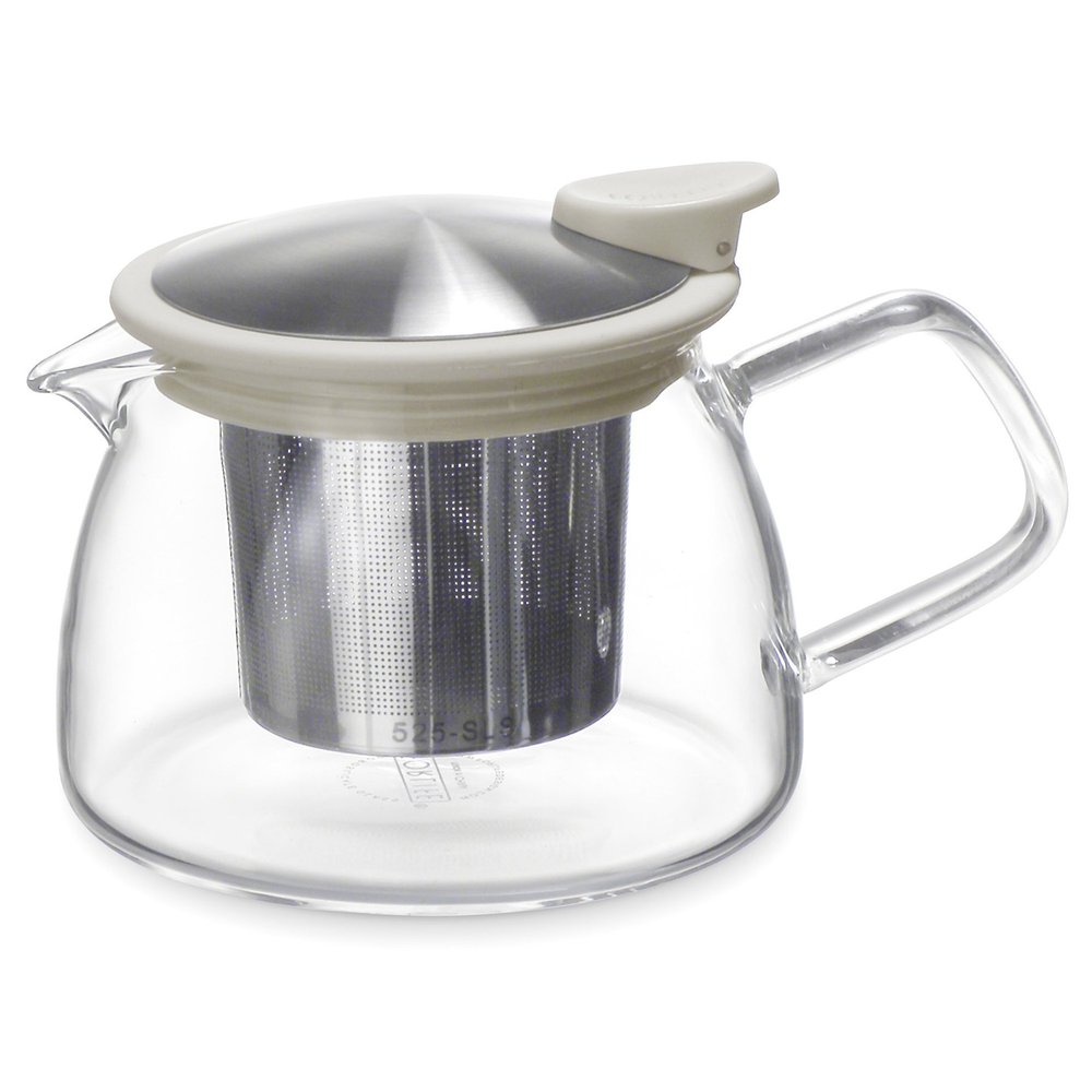 Forlife Bell Glass Teapot with Basket Infuser, 14-Ounce/430ml, White