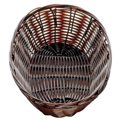 Tablecraft 9" x 6" Brown Oval Woven Plastic Basket
