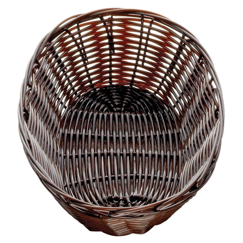 Tablecraft 9" x 6" Brown Oval Woven Plastic Basket