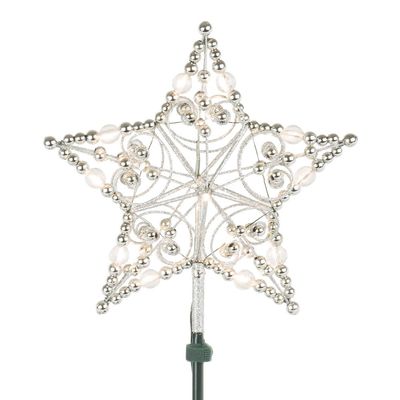 Vickerman 12Lt x 12" Silver Bead LED Star Tree Top