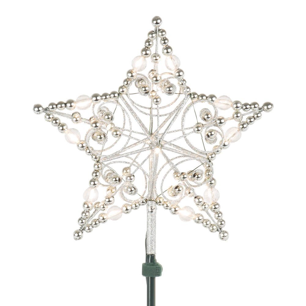 Vickerman 12Lt x 12" Silver Bead LED Star Tree Top