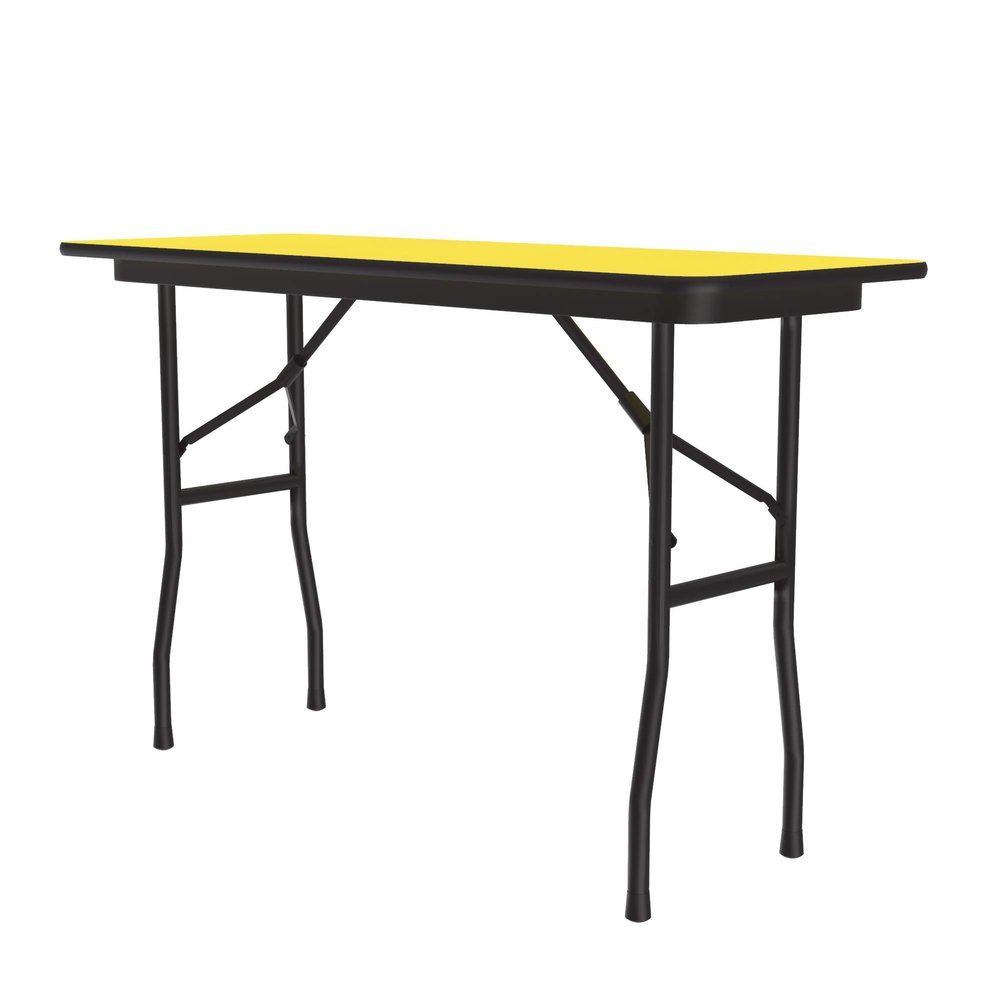 Correll 18"x48" Commercial Folding Table, Yellow HP Laminate Top, Heavy 3/4" Thick Core, USA Made, Portable, Strong Steel Apron (CF1848PX-38)