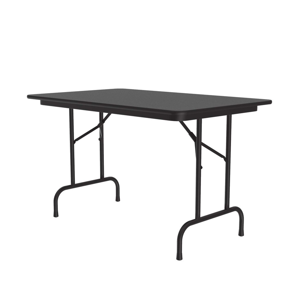Correll 30"x48" Commercial Duty Small Folding Table, Black Granite Melamine Top, 5/8" Core, USA Made, Portable, Strong Steel Apron (CF3048MB-07)