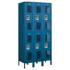 Salsbury Industries Assembled 2-Tier Vented Metal Locker with Three Wide Storage Units, 6-Feet High by 18-Inch Deep, Blue view 1