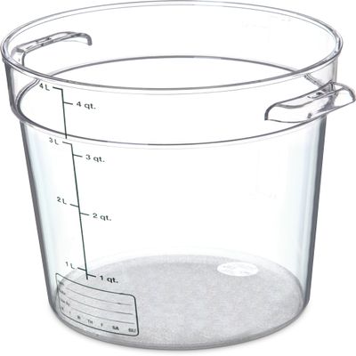 Carlisle FoodService Products Storplus Round Food Storage Container with Stackable Design for Catering, Buffets, Restaurants, Polycarbonate (Pc), 4 Quart, Clear, (Pack of 12)