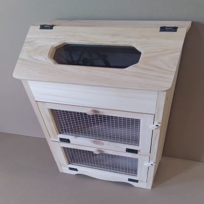 Amish Handcrafted Unfinished Bread Box with 2 Door Vegetable Bin, 35 x 16.5-Inch