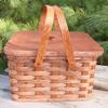 Amish Handmade Square Double Pie Carrier Basket with Two Swinging Handles, a Wooden Tray, and a Lid, 11 1/2" Length X 11 1/2" Width X 7 1/2" Height. Also Called Pie Tote, Pie Taker, Pie Holder, Pie Plate Holder. Whatever You Call It, It Is a Beautifu view 2