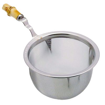eve-mode 18-8 stainless steel tea strainer with genuine bamboo handle 55-40 size 55mm depth 40mm