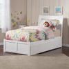 AFI Portland Twin Size Platform Bed with Footboard & Twin Trundle in White view 3