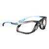 3M Safety Glasses, Virtua CCS, ANSI Z87, Anti-Fog, Clear Lens, Blue Frame, Corded Ear Plug Control System, Removable Foam Gasket view 1