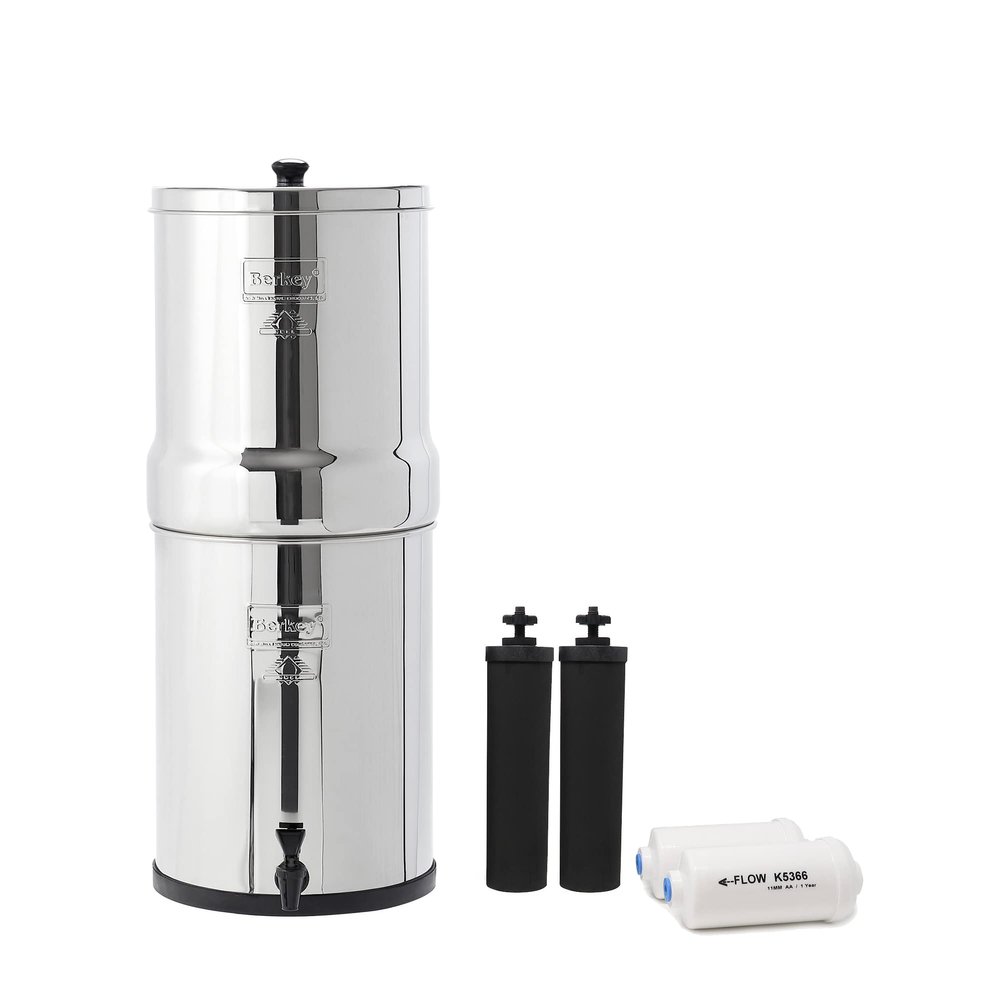 Imperial Berkey Gravity-Fed Water Filter System 4.5 Gallon with 2 Black Berkey Elements, 2 PF-2 Fluoride and Arsenic Reduction Elements