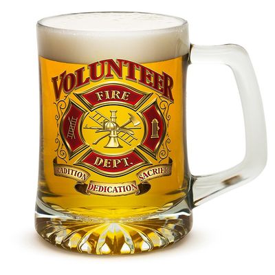 Erazor Bits Large Beer Mugs 25oz Tankard with Handles Volunteer Firefighter Firefighter Beer Glass with Logo (25oz)