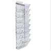 Displays2go Hanging Literature Rack with 8 Tiered Pockets for 8.5x11 Magazines, Wall Mounting Bracket Included - Clear Plastic view 1