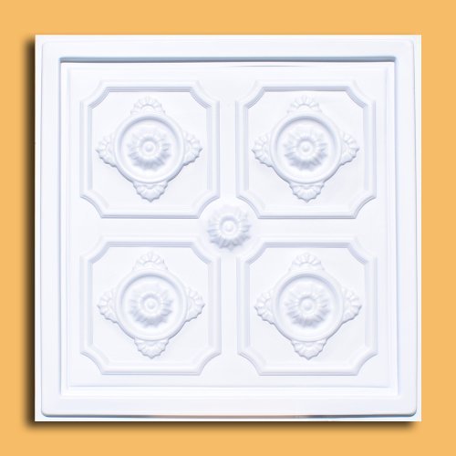 24"x24" Pattaya Ceiling Tiles - PVC for Drop-in or Glue-up/Nail up Ceiling (White)