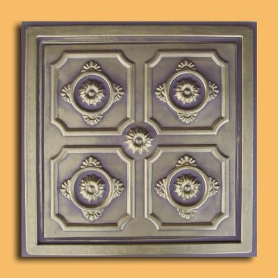 24"x24" Pattaya Ceiling Tiles - PVC for Drop-in or Glue-up/Nail up Ceiling (Antique Gold Brown)