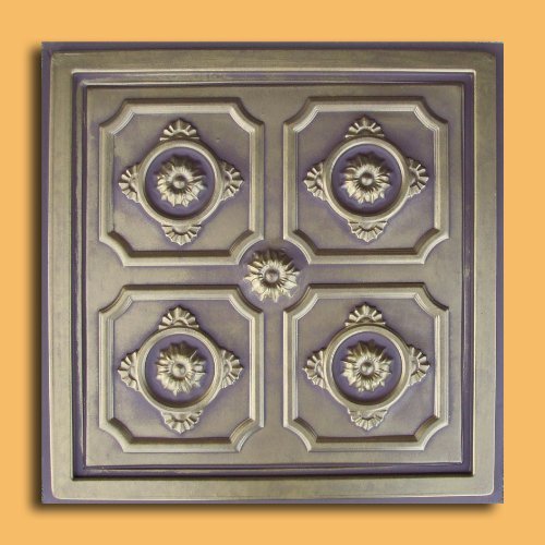 24"x24" Pattaya Ceiling Tiles - PVC for Drop-in or Glue-up/Nail up Ceiling (Antique Gold Brown)