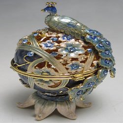 Jeweled Peacock Spice Holder, 5" Height