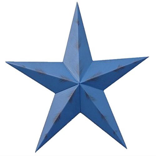 Amish Wares 24 Inch Rustic Blue Barn Star Made with Galvanized Metal to Prevent Rusting. American Handcrafted - Made in The USA!